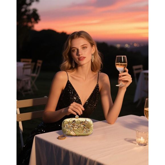 Gold Evening Clutch Purse mal, Metallic Evening Handbags Metal >:( - Picture 4 of 7